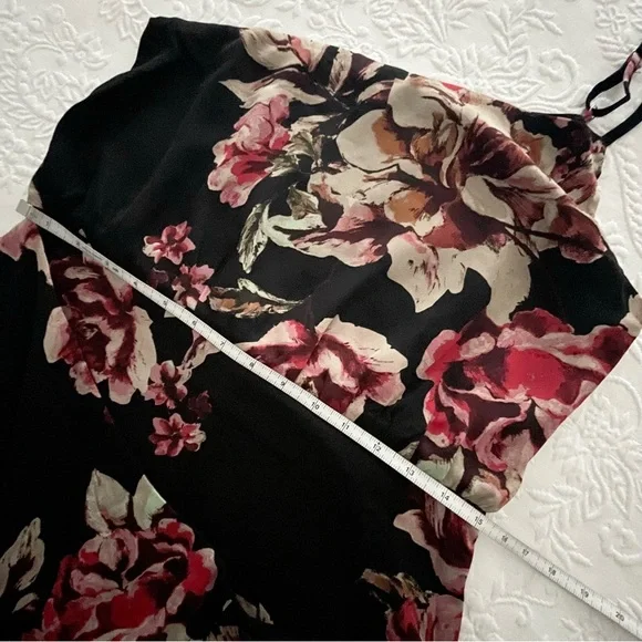 NWOT Lulus Divine Blooms Black Floral Print One-Shoulder Midi Wrap Dress Large - Picture 9 of 10